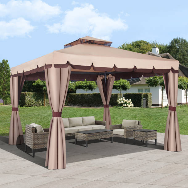 COVERONICS Outdoor Aluminum Patio Gazebo, Heavy Duty & Vented Gazebo with Netting & Curtain